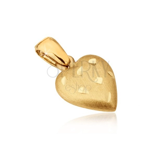Goldanhänger - Herz mit Satinoberfläche, Risse