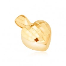 Goldanhänger - dreidimensionales symetrisches Herz, winzige glänzende Flächen