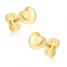 Goldene Ohrringe - strahlendes glattes Herz 