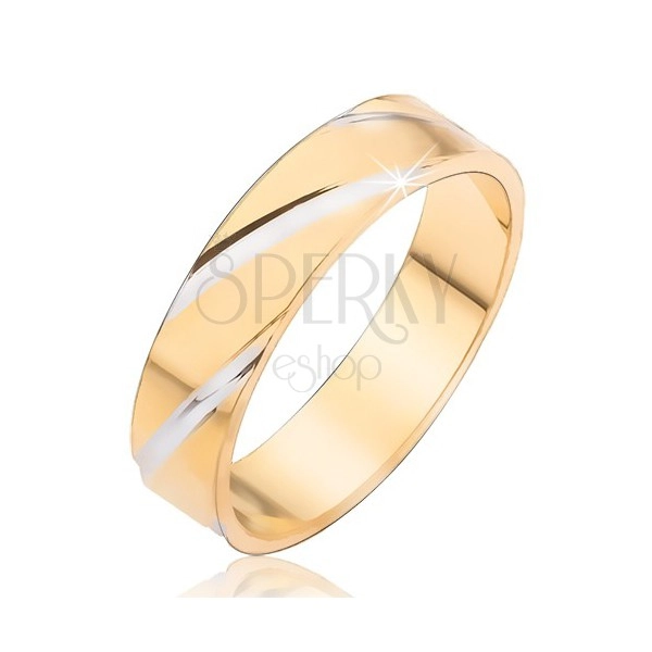 Goldener Ring mit silbernen diagonalen Streifen