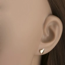 Ohrringe aus 14K Gold - kleines unsymmetrisches Herz
