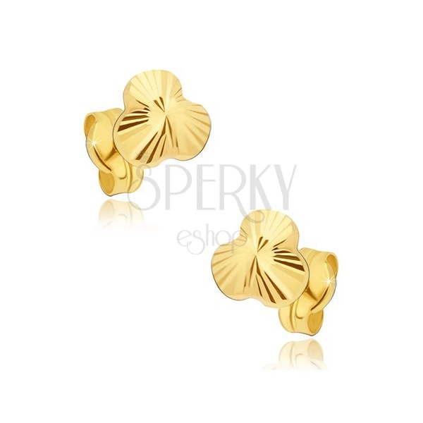 Goldschmuck - Ohrringe aus drei Blättern mit Strahlen