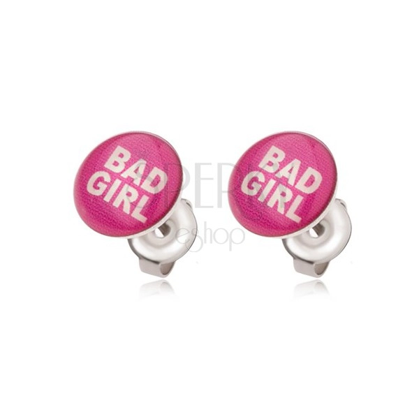 Stahlohrringe in pink, Bad Girl
