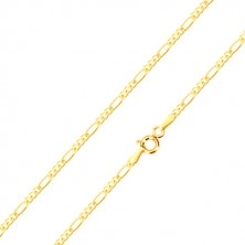 Goldkette - drei ovale Glider, ein längliches Glied, glänzend, 550 mm
