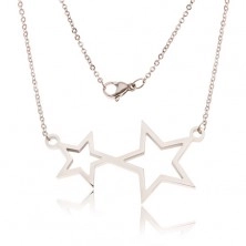 Halskette aus Stahl, Kette und zwei Sterne Konturen 