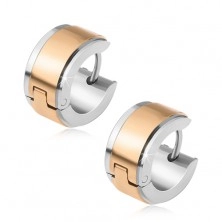 Stahl Ohrringe, Silberkreise mit Streifen in gold