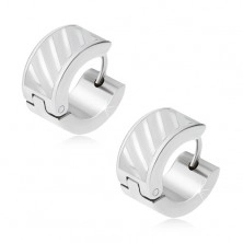Ohrringe aus Stahl 316L in silber Farbe, diagonale Bahnen