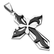 Kettenanhänger aus Edelstahl - Kreuz in schwarzer und silberner Farbe
