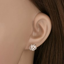 Blumen aus eingedrehten Streifen, Ohrringe aus Silber 925