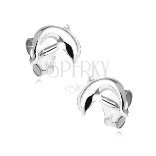 Ohrringe aus Silber 925, springender Delphin