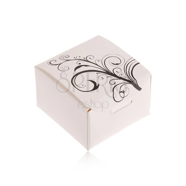 Weißes Papierkästchen für Ring, Ornament aus eingedrehten Blättern