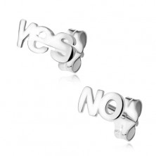 Ohrringe aus Silber 925, Aufschrift YES und NO