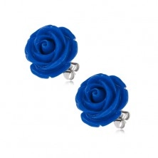Ohrringe aus Chirurgenstahl, Ohrstecker, dunkelblaue Rose aus Harz, 14 mm