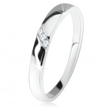 Ring aus Silber 925, diagonaler Streifen aus klaren Zirkonia