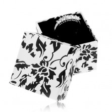 Schwarz-weiße Ring-Schachtel mit Blumenmotiv