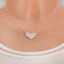 Einstellbare Halskette aus 925 Silber, geweitetes Herz, klare Zirkone 