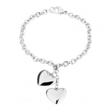 Armband aus chirurgischem Edelstahl, verbundene ovale Glieder, glänzende konvexe Herzchen