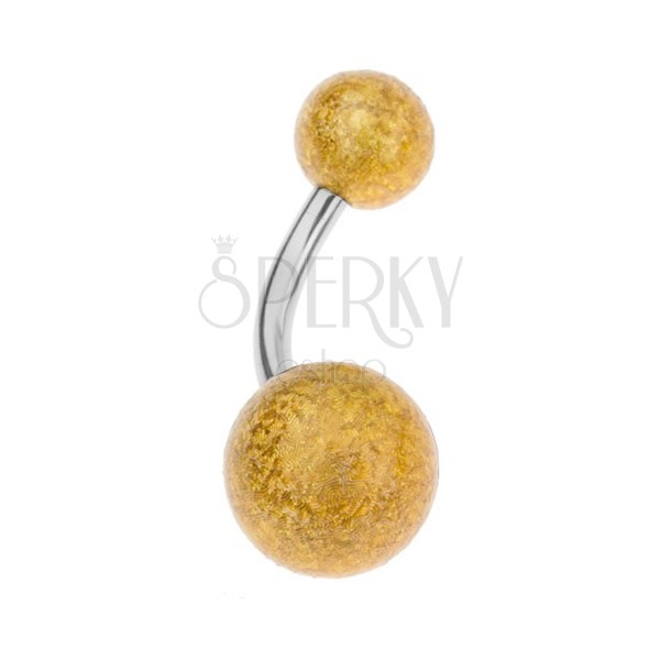 Bauchnabelpiercing aus Akryl, Kugeln mit goldfarbener Sandoberfläche