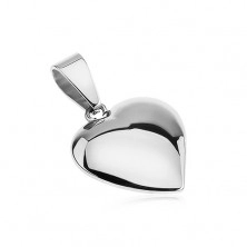 Glänzender Edelstahlanhänger, leicht konvexes asymmetrisches Herzchen in silberner Farbe