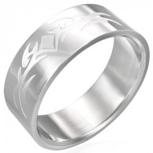 Glänzender Ring aus Edelstahl mit mattiertem Symbol