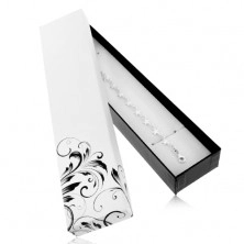 Geschenkschachtel für Kette oder Uhr, schwarz-weißes Blumenornament