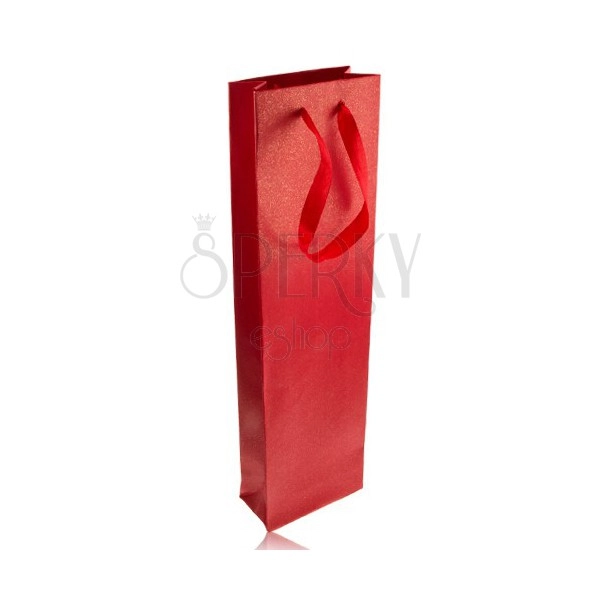 Längliche rote Geschenktasche, glänzende rote Schleifen