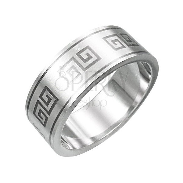 Ring aus Edelstahl geschmückt mit griechischem Motiv