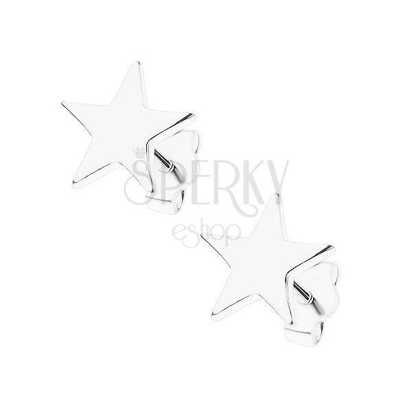 Silberne 925 Ohrstecker, symmetrischer Stern, glänzende Oberfläche