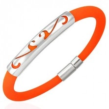 Armband aus Gummi mit Ornament - rund, orange Farbe