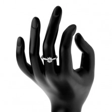 Verlobungsring - 925 Silber, geschmückte Arme, glitzernde Zirkoniablume