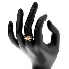 Ring aus Chirurgenstahl - zweifarbig, Schmetterling mit klarem Zirkon