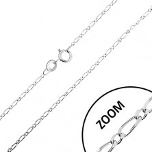 Funkelnde 925 Silberkette, kurze und lange ovale Glieder, Breite 1,3 mm, Länge 460 mm
