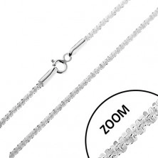 Glänzende 925 Silberkette - dicht verbundene Glieder in Spiralenform, Breite 2 mm, Länge 460 mm 