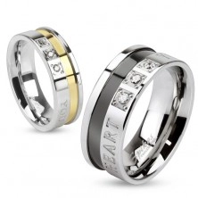 Ring aus 316L Stahl, silberne und schwarze Farbe, verliebte Aufschrift, 8 mm