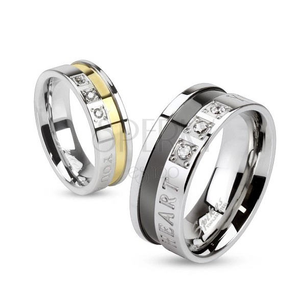 Ring aus 316L Stahl, silberne und schwarze Farbe, verliebte Aufschrift, 8 mm