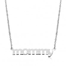 Halskette aus 316L Stahl, silberne Farbe, Anhänger - Aufschrift mommy