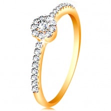 Ring in 14K Gold - glitzernde Blume aus klaren Zirkonia, geschmückte Ringschiene