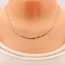Halskette aus 316L Stahl, glatte kantige Glieder in goldener und silberner Farbe, 1,5 mm