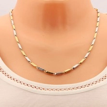Halskette aus 316L Stahl, zweifarbige abgeschrägte Glieder mit griechischem Muster, 3 mm
