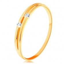Diamantring aus 585 Gelbgold - glatte glänzende Ringschiene mit Brillanten