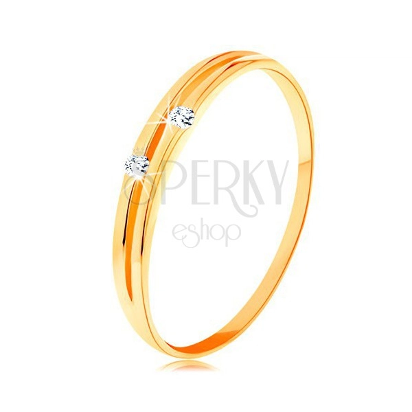 Diamantring aus 585 Gelbgold - glatte glänzende Ringschiene mit Brillanten
