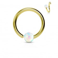 Piercing aus Chirurgenstahl, glänzender goldfarbener Ring mit Opalkugel