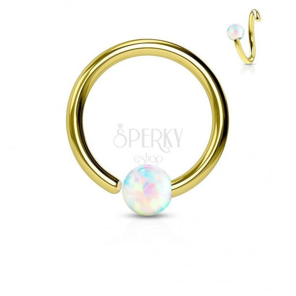 Piercing aus Chirurgenstahl, glänzender goldfarbener Ring mit Opalkugel