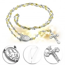 Edelstahlcollier - zweifarbig mit Medaillon, Jungfrau Maria und Kreuz