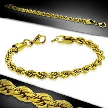 Goldfarbene Armkette aus Chirurgenstahl, Kette mit Muster gedrehten Seils