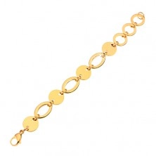 Armband aus 316L Stahl, runde und ovale Glieder, goldene Farbe