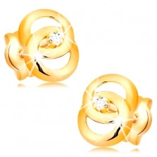 Ohrstecker in 14K Gelbgold - zwei verflochtene Kreise mit Brillanten in der Mitte