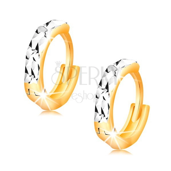 Ohrringe aus 14K Gold - Creolen mit glanzvoller Verzierung und Weißgold