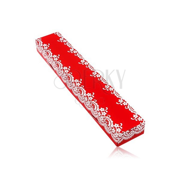 Geschenkschachtel in roter Farbe, für Kette oder Armkette, weiße Spitze