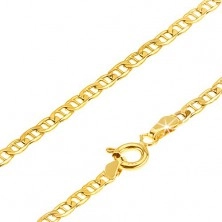 Goldkette - kleine glänzende flache Glieder mit Stab, 450 mm